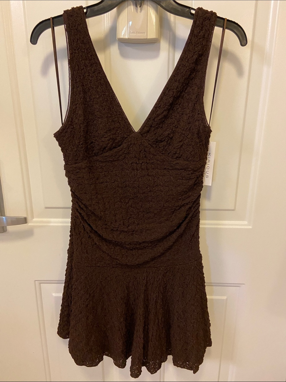Textured Brown V-Neck Tank Dress